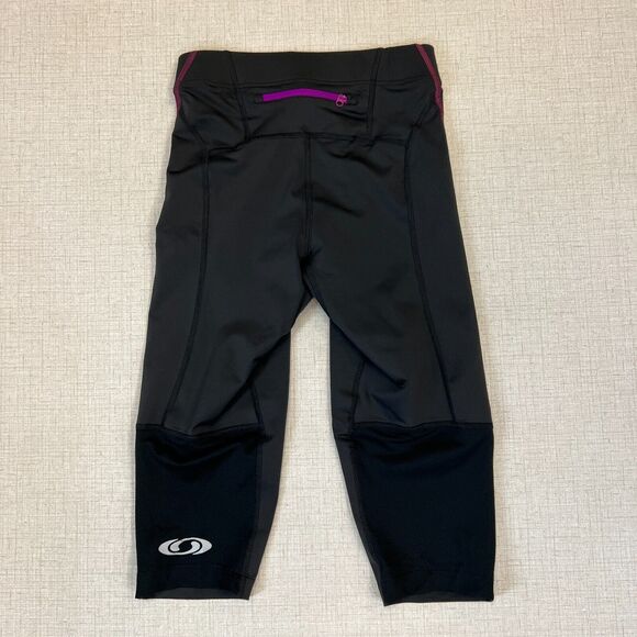 Salomon Running Tights Womens XS Extra Small Drawstring Capri Sweat Wick Stretch - Picture 3 of 11